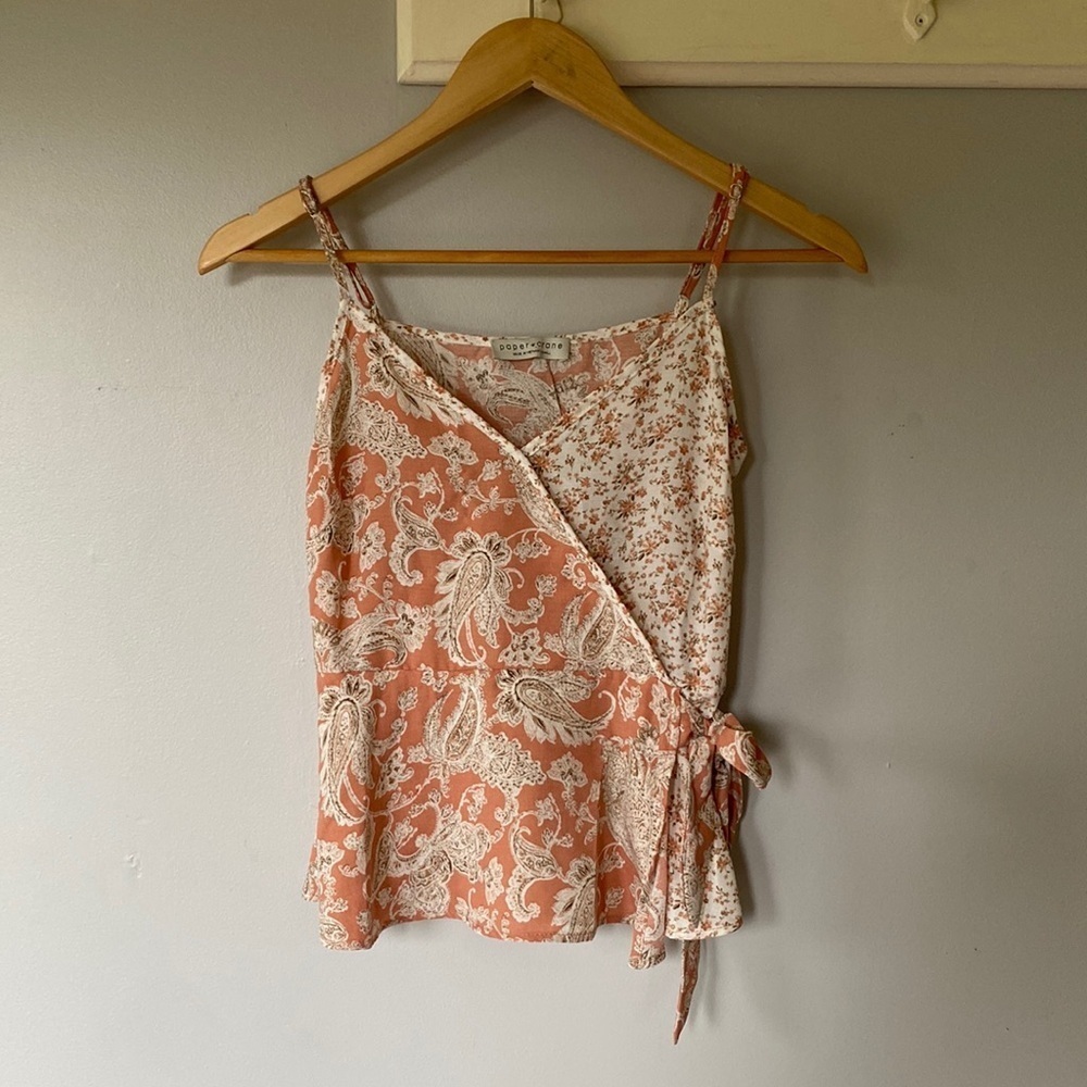Paper Crane paisley wrap tank top